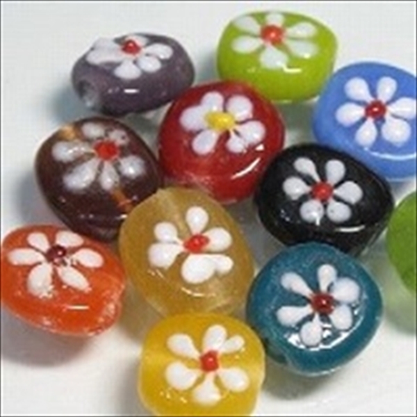 01-050| TOKO-BEADS | Floral lampwork bead
