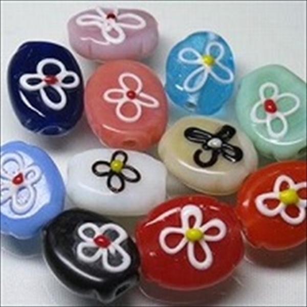 01-052| TOKO-BEADS | Floral lampwork bead