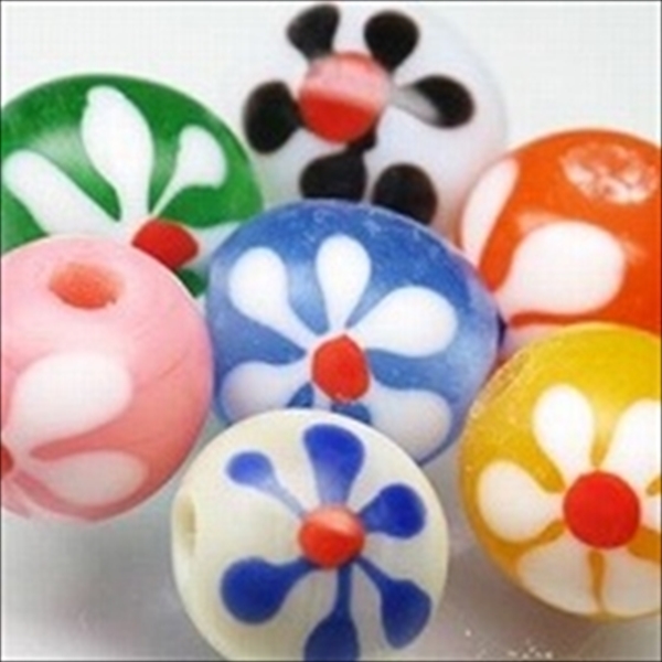 01-053| TOKO-BEADS | Floral lampwork bead