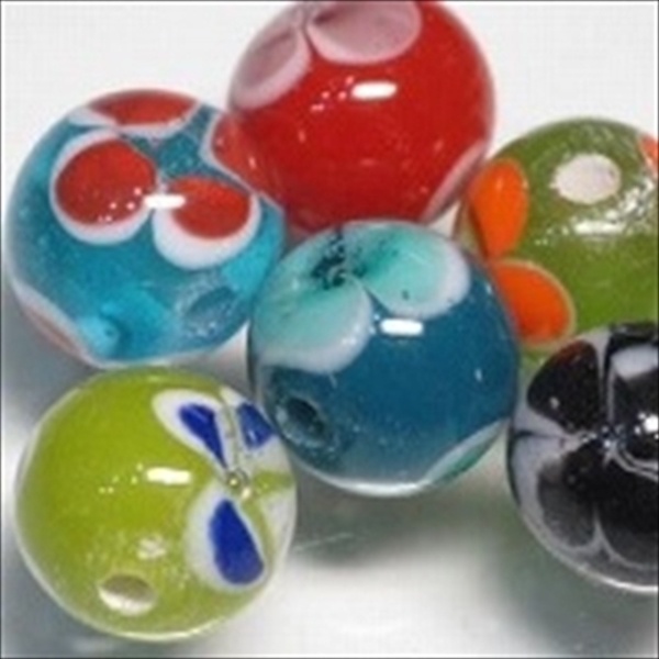 01-054| TOKO-BEADS | Floral lampwork bead