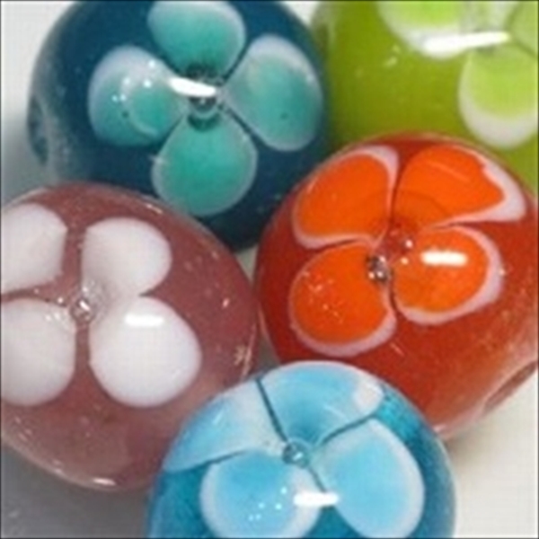 01-056| TOKO-BEADS | Floral lampwork bead