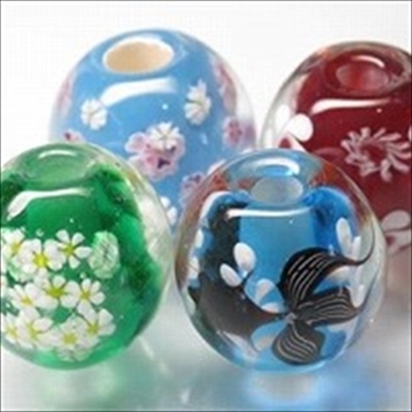 01-058| TOKO-BEADS | Floral lampwork bead 20mm