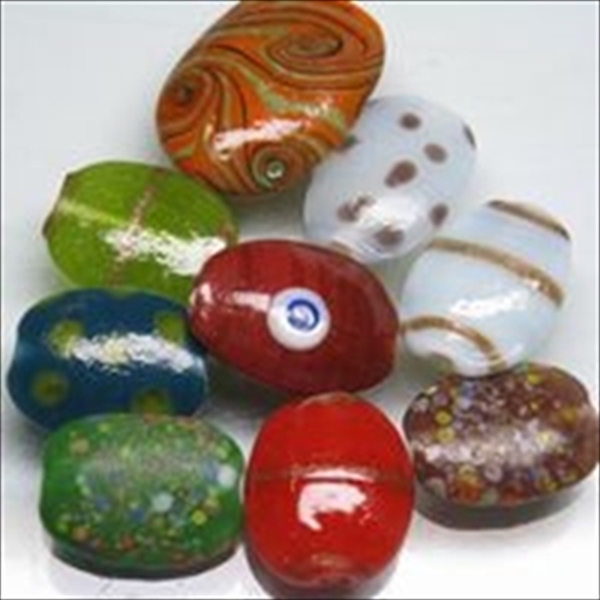 01-105|トコ・ビーズ | 絵柄付きオーバルビーズ