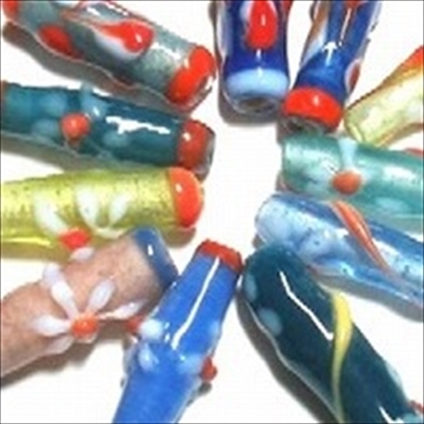 02-001| TOKO-BEADS | Floral lampwork bead beads