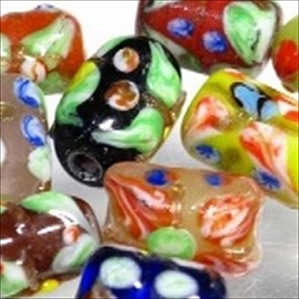 02-003| TOKO-BEADS | Floral Lampwork glass beads