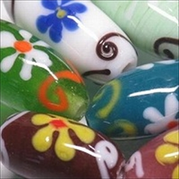 02-004| TOKO-BEADS | Floral Lampwork glass beads