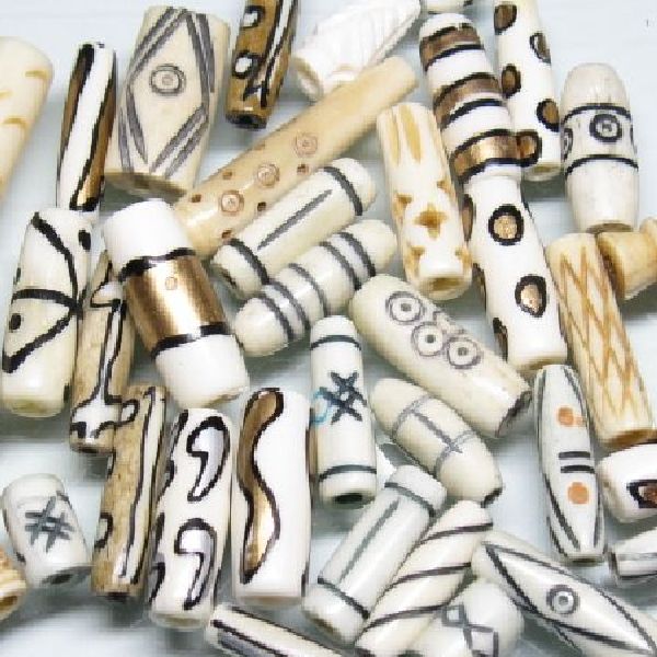 08-043| TOKO-BEADS | Tube type bone beads from Java & India