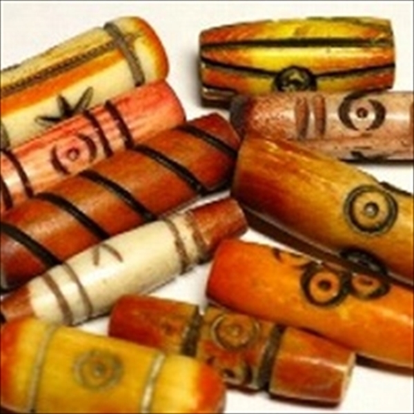 08-056| TOKO-BEADS | Indian tube type bone beads