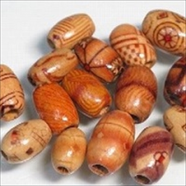 09-007| TOKO-BEADS | Printed pattern wood beads