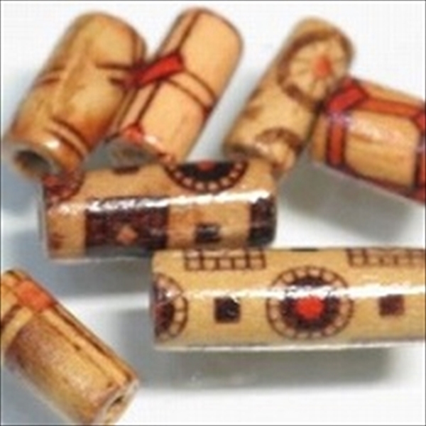 09-009| TOKO-BEADS | Printed pattern wood beads