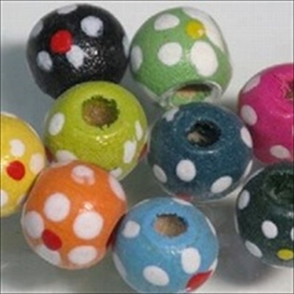 09-013| TOKO-BEADS | Flower pattern wood beads