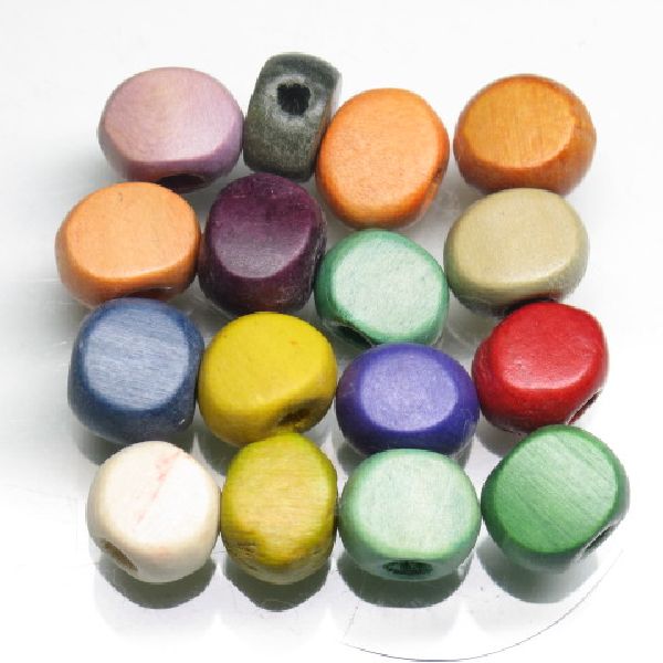 09-027| TOKO-BEADS | Button type color wood beads