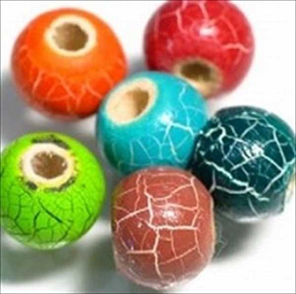 09-028| TOKO-BEADS | Crack painted wood beads