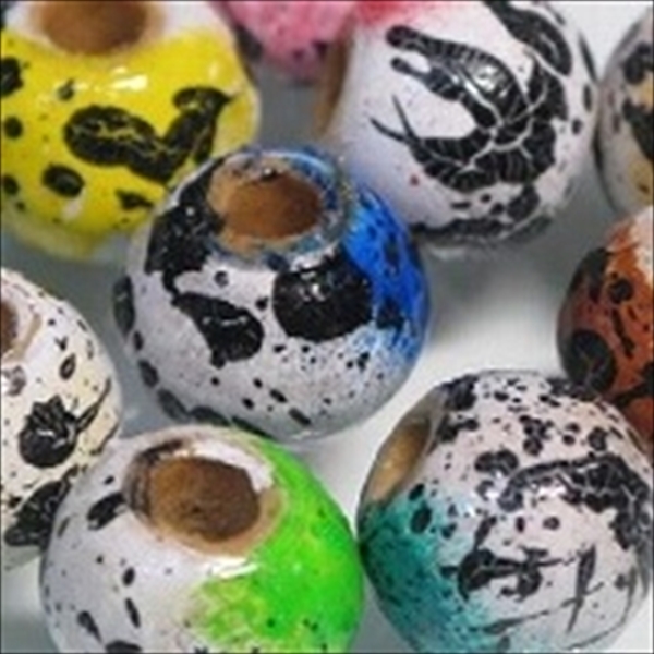 09-030| TOKO-BEADS | Spray pattern wood beads