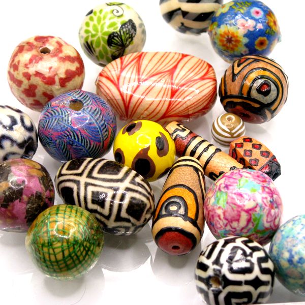 09-031| TOKO-BEADS | Wood beads with various patterns