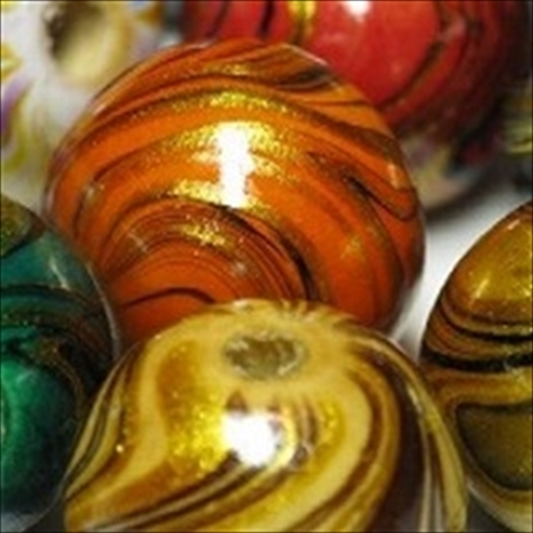 09-033| TOKO-BEADS | Marbling print wood beads