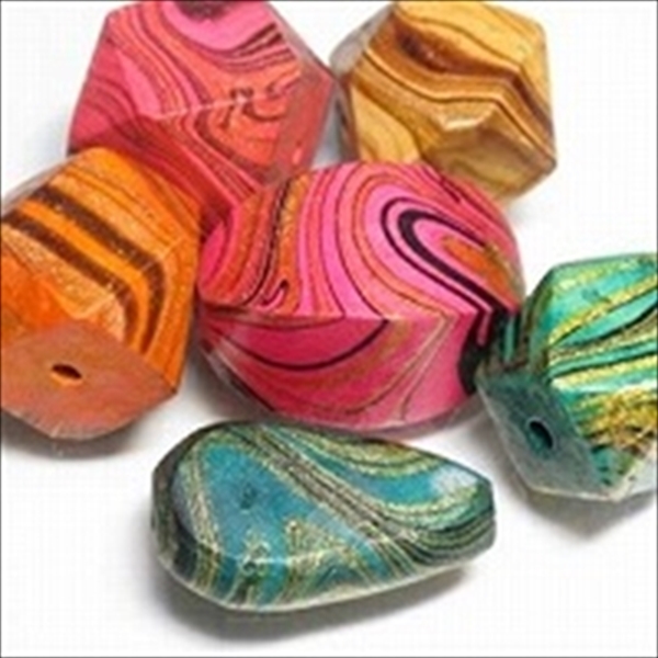 09-034| TOKO-BEADS | Marbling print wood beads