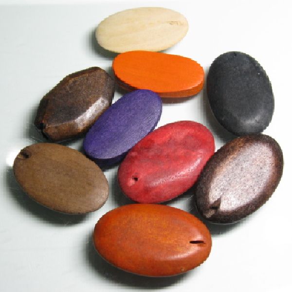 09-058| TOKO-BEADS | Flat wood beads