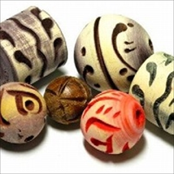 09-079| TOKO-BEADS | Indian carved wood beads