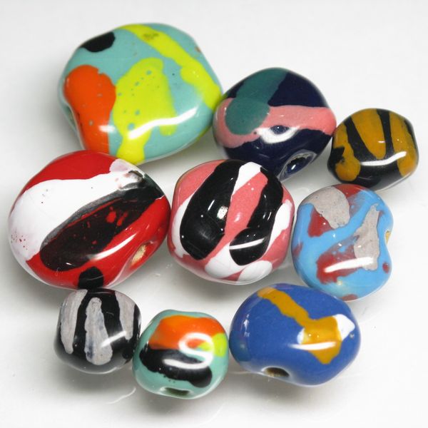 10-132| TOKO-BEADS | Kenyan ceramic beads (Size:M-S)