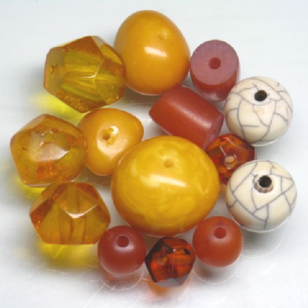 14-051| TOKO-BEADS | Amber beads / Amber with insects / natural resin beads