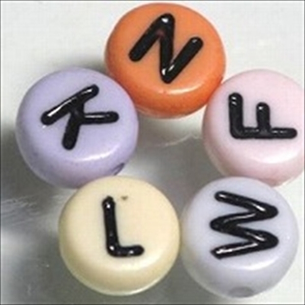 18-009| TOKO-BEADS | Coin-shaped alphabet beads 7mm