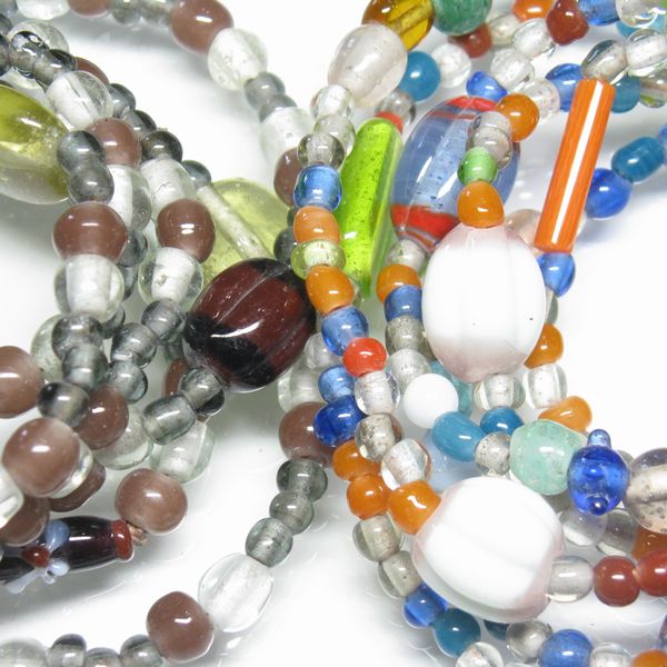 Assorted glass beads strand from Jawa.
