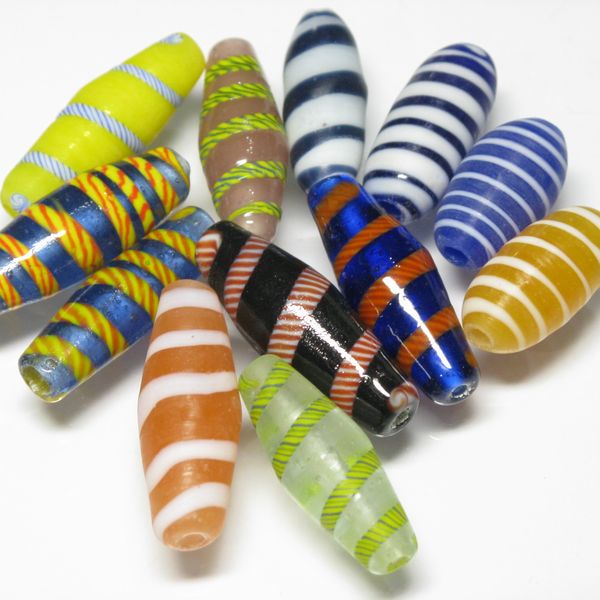 01-015|トコ・ビーズ | ストライプ柄ガラスビーズ