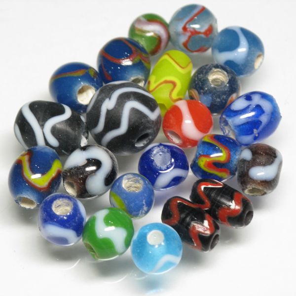 01-029|トコ・ビーズ | ウェイブライン柄ガラスビーズ