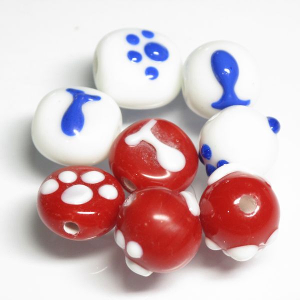 01-035|トコ・ビーズ | 魚と肉球痕のとんぼ玉