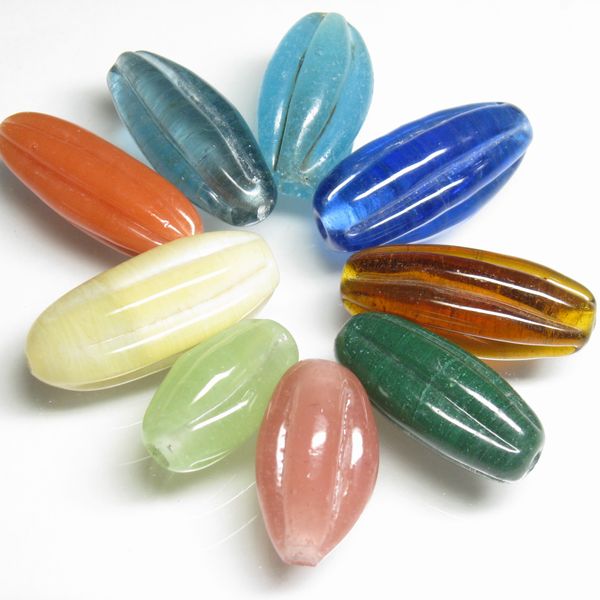 Large Jujube-shaped beads. This is a traditional shape that has been around for a long time.