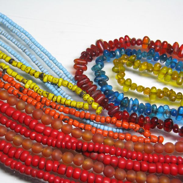 Orange Heart Ghana Glass Seed Beads 4mm